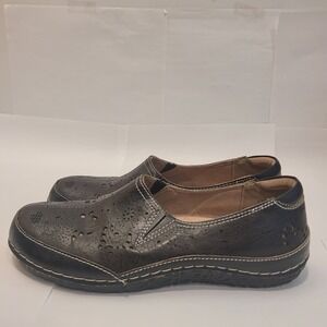 Spring Step L'Artiste Perforated Leather Slip-On Comfort Flats Brown Women's 7.5